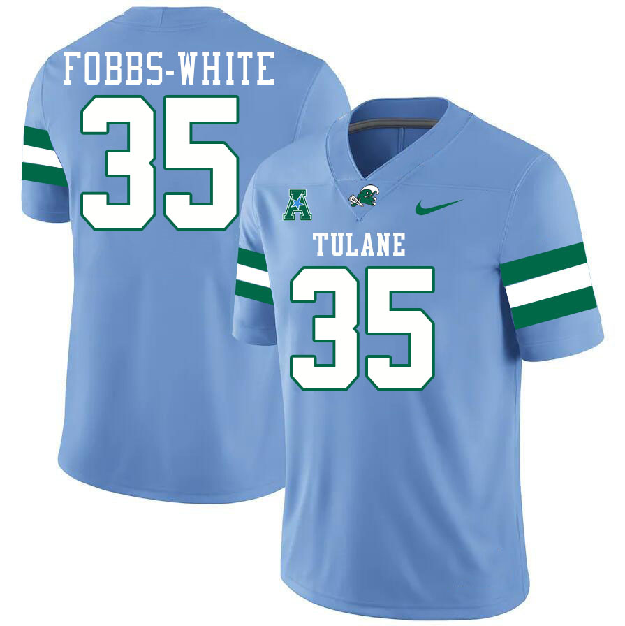 #35 Matthew Fobbs-White Tulane Green Wave Jersey College Football Uniforms,Apparels Stitched-Blue